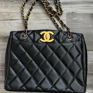 Authentic CHANEL Black Quilted Crossbody Bag with 24K Karat Gold Hardware